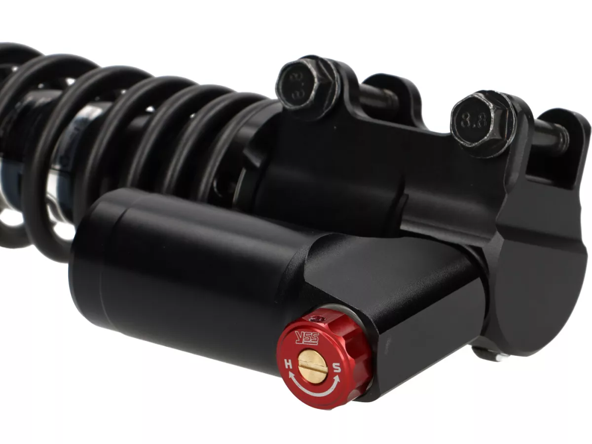 Amortisseur avant -YSS TRC Top Line Performance - Black Edition - pression de gaz avec réservoir d'expansion externe, 280mm avec TÜV/ABE- Vespa GTS 125-300 Keyless 2023-