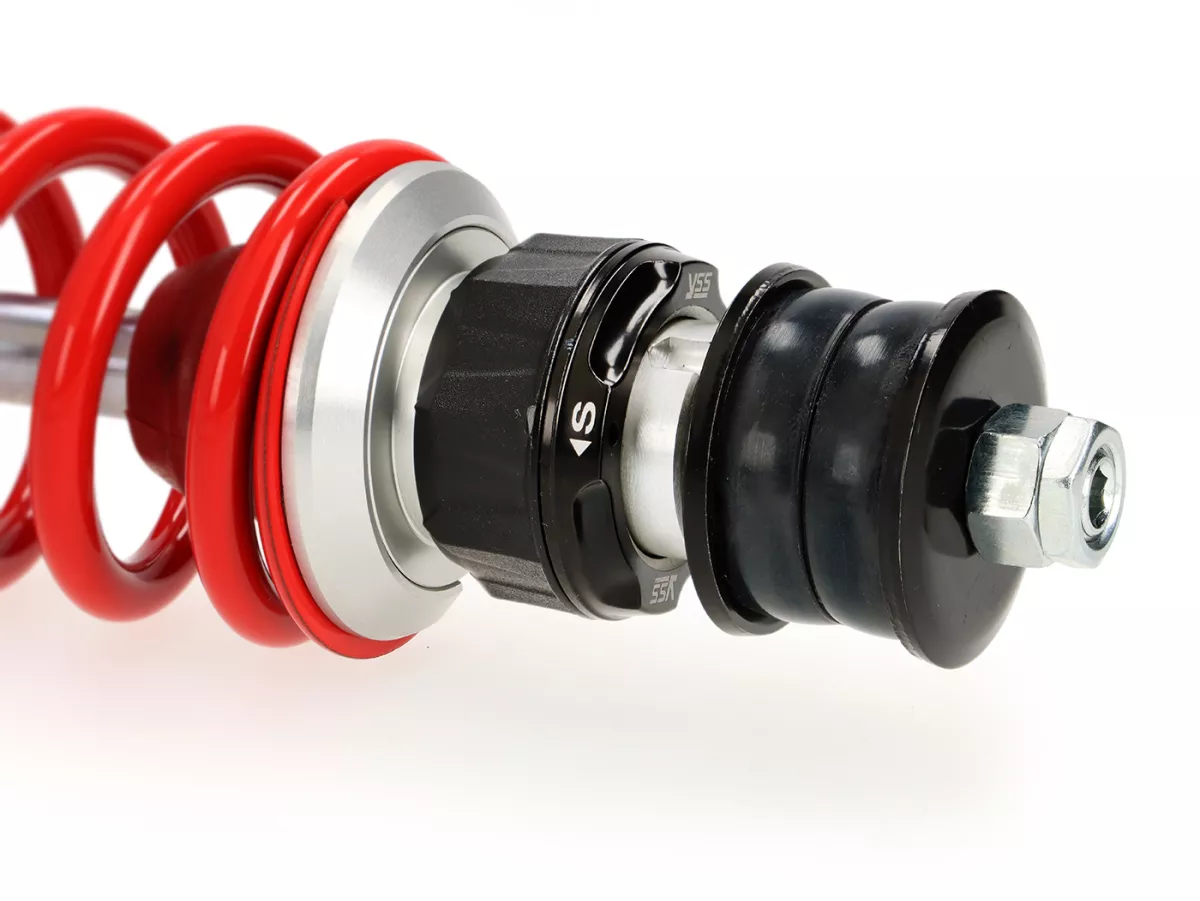Front shock absorber -YSS TRC Top Line Performance - Red Edition - gas pressure with external reservoir, 280mm with TÜV/ABE- Vespa GTS 125-300 Keyless 2023-