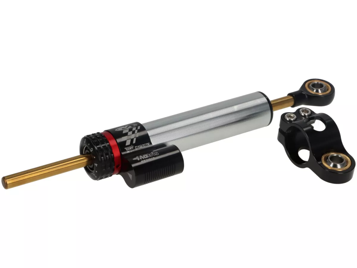 Steering damper incl. mount -CTP aluminium- Vespa Smallframe Ø115mm PV125, ET3, 90 Racer, 50 SR