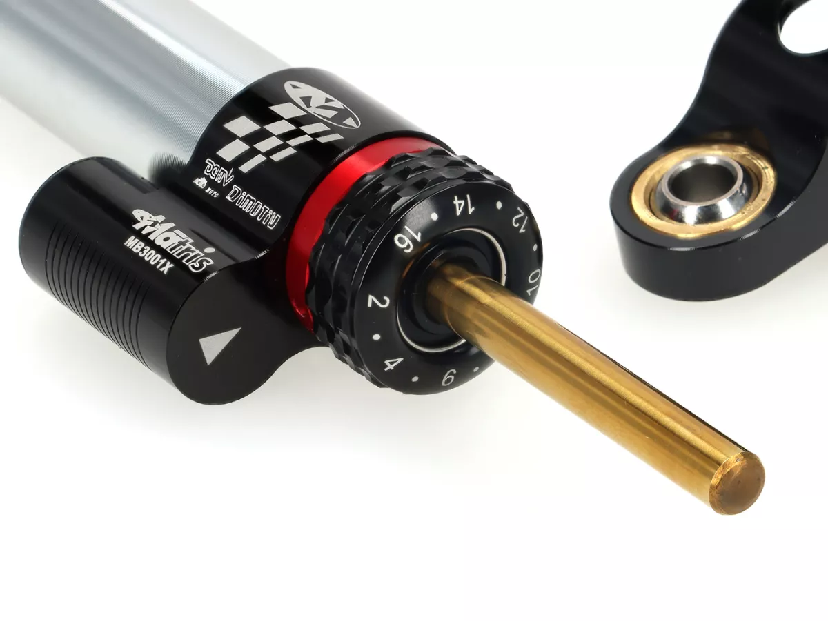 Steering damper incl. mount -CTP aluminium- Vespa Smallframe Ø115mm PV125, ET3, 90 Racer, 50 SR