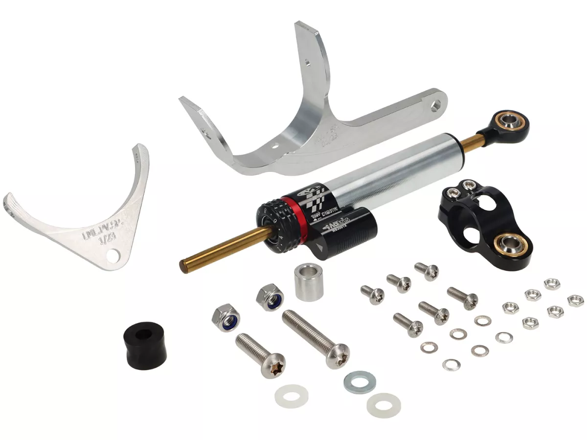 Steering damper incl. mount -CTP aluminium- Vespa Largeframe Sprint150 Veloce, GTR125, LML Star/Stella