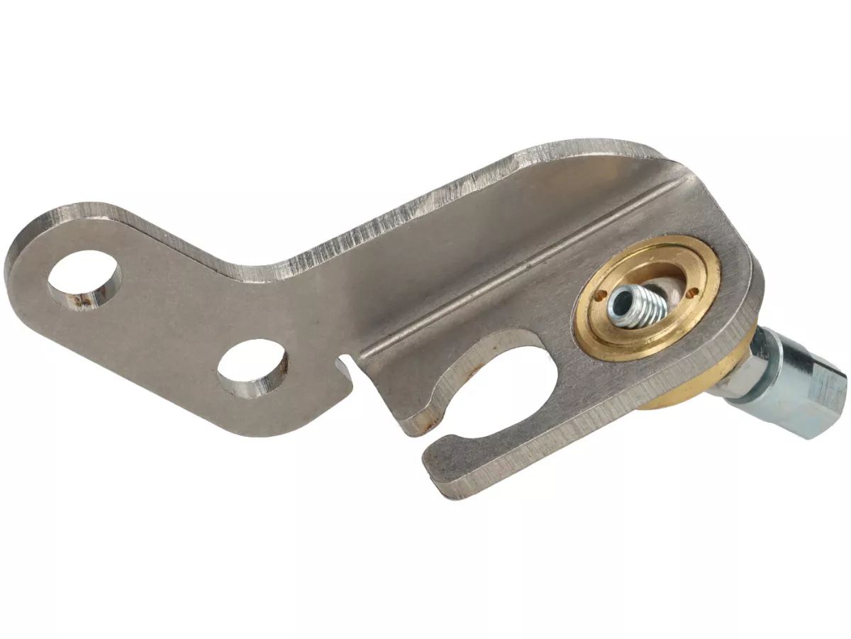Brake/clutch cable retaining plate on engine -FRT with ball joint- Vespa V50, 50N Special, V90, SS50, SS90, PV125, ET3, PK - stainless steel