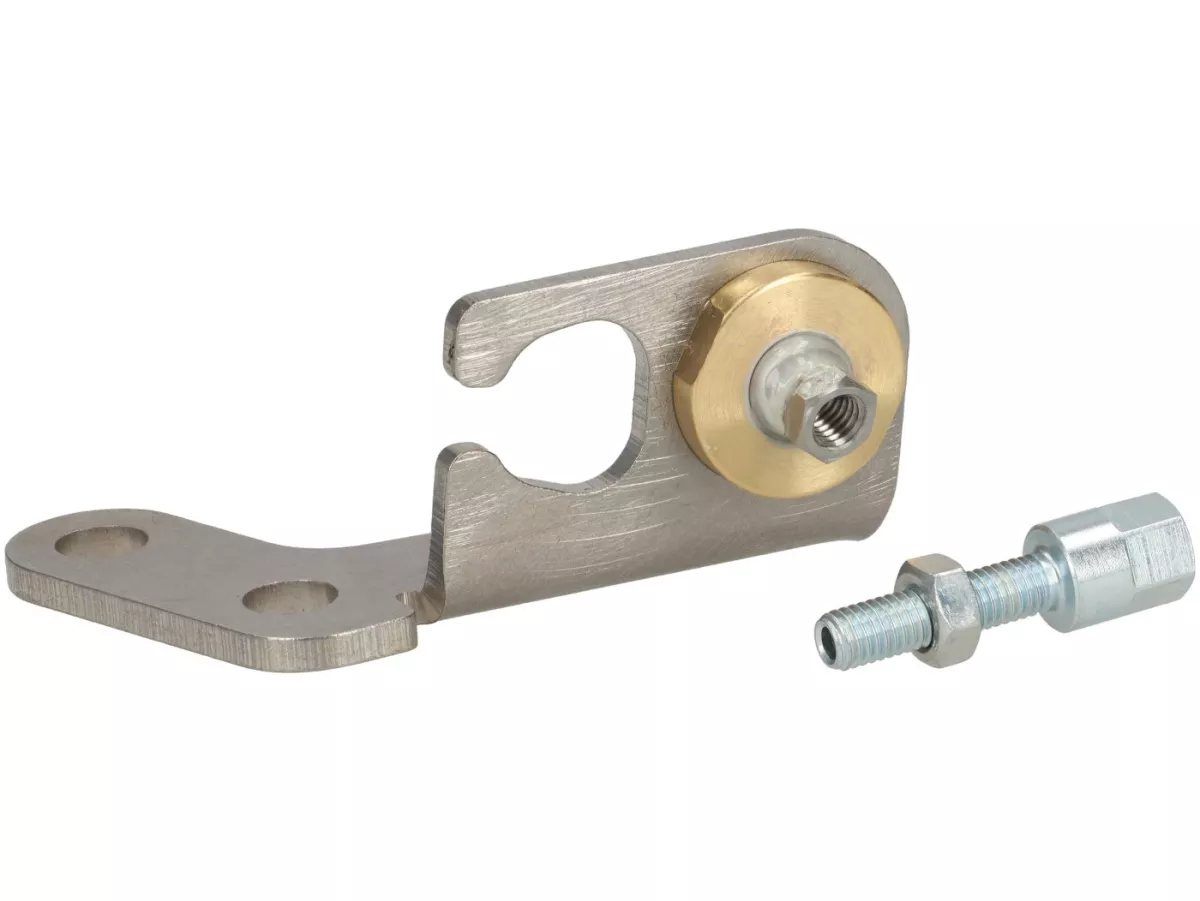 Brake/clutch cable retaining plate on engine -FRT with ball joint- Vespa V50, 50N Special, V90, SS50, SS90, PV125, ET3, PK - stainless steel