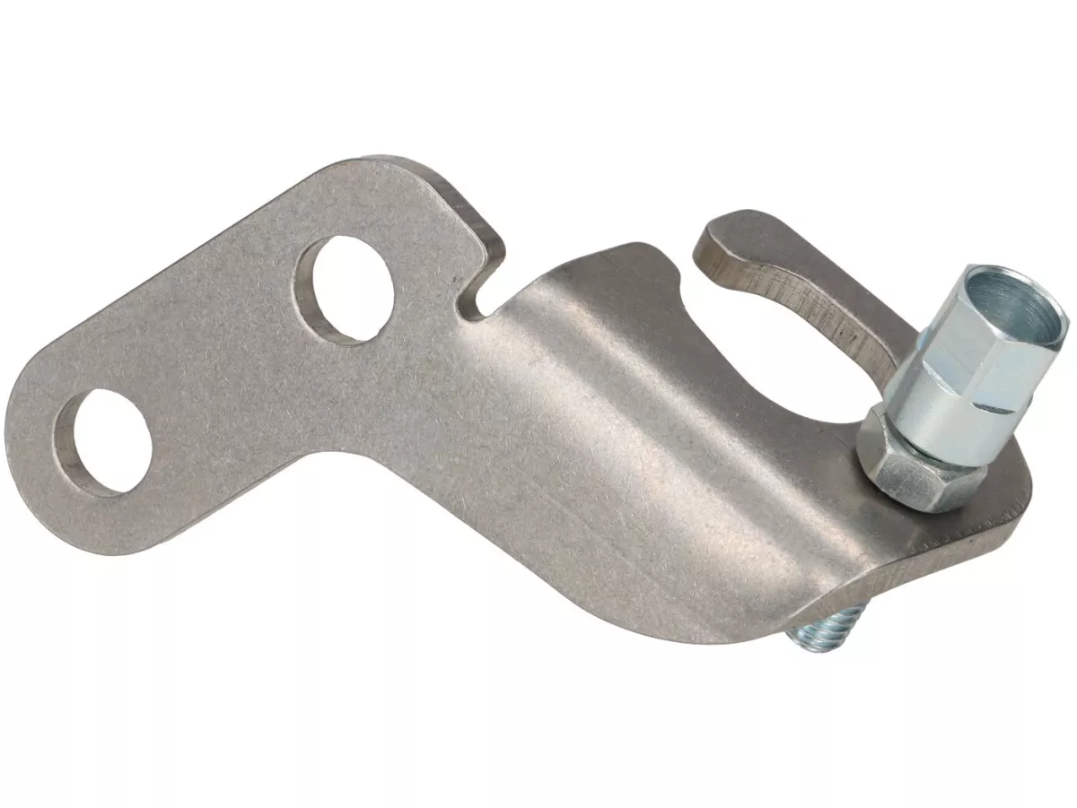 Tôle de maintien du câble de frein/d'embrayage sur le moteur -FRT- Vespa V50, 50N Special, V90, SS50, SS90, PV125, ET3, PK - inox