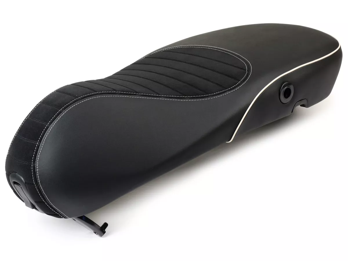 Selle -PIAGGIO- Vespa Primavera 50 (2015-23), Sprint 50 (2015-23) - noir/couture blanche