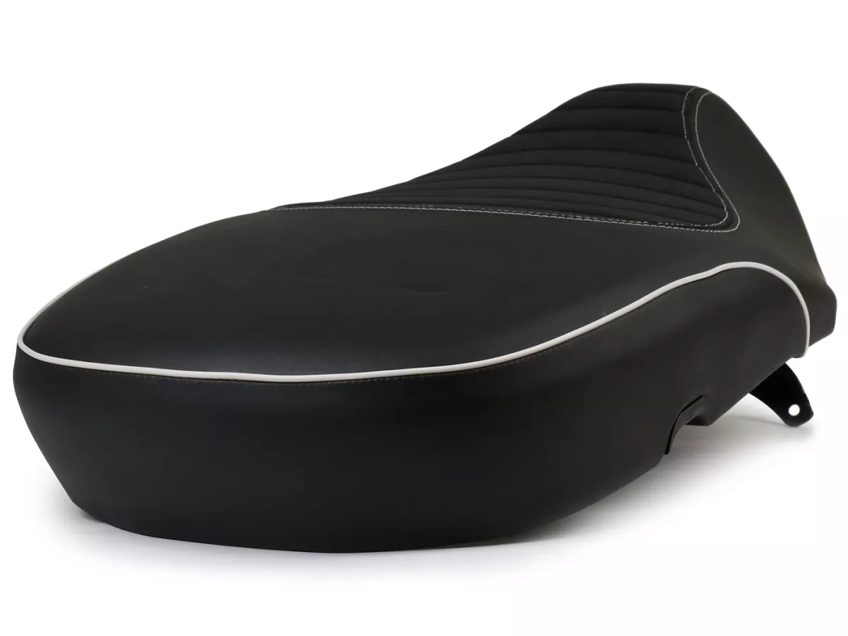 Selle -PIAGGIO- Vespa Primavera 50 (2015-23), Sprint 50 (2015-23) - noir/couture blanche