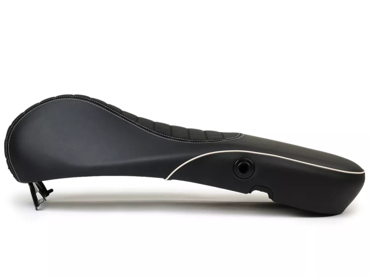 Selle -PIAGGIO- Vespa Primavera 50 (2015-23), Sprint 50 (2015-23) - noir/couture blanche
