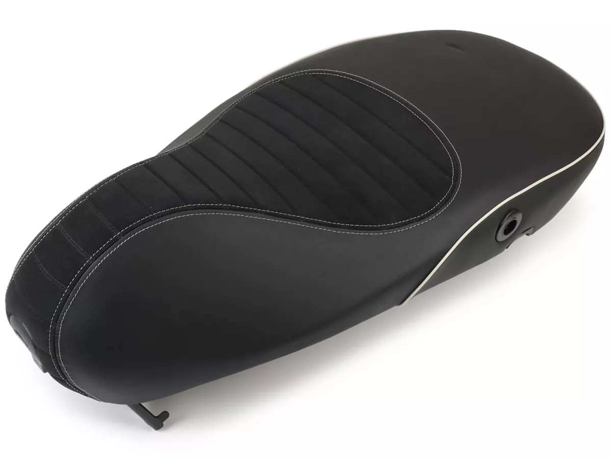 Selle -PIAGGIO- Vespa Primavera 50 (2015-23), Sprint 50 (2015-23) - noir/couture blanche