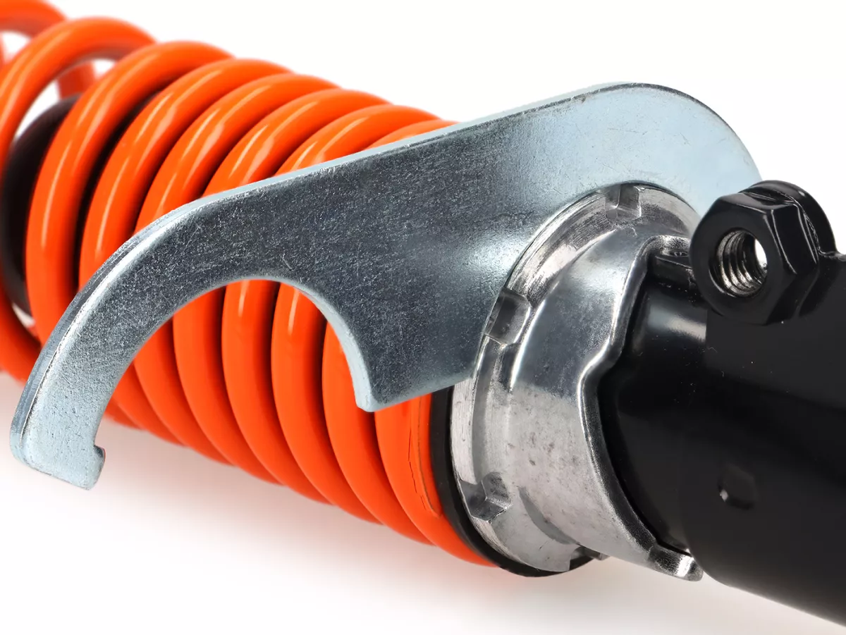 Shock absorber front -CARBONE HI-TECH- Vespa GTL, GTS, GTV 125-300 -2014/2017-2022 - black/orange