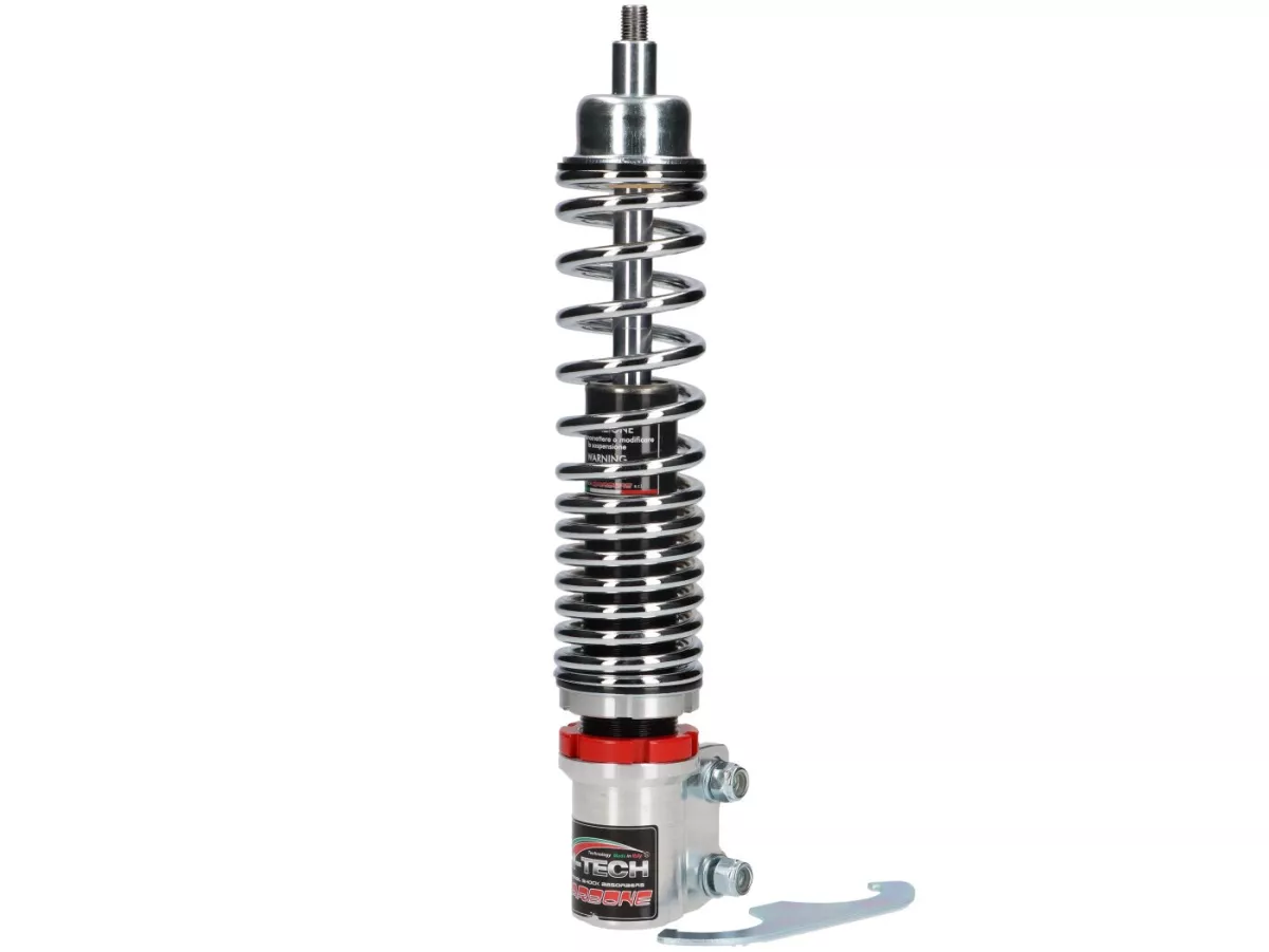 Shock absorber front -CARBONE HI-TECH- Vespa GTL, GTS, GTV 125-300 -2014/2017-2022 - 270-285mm - chrome/chrome