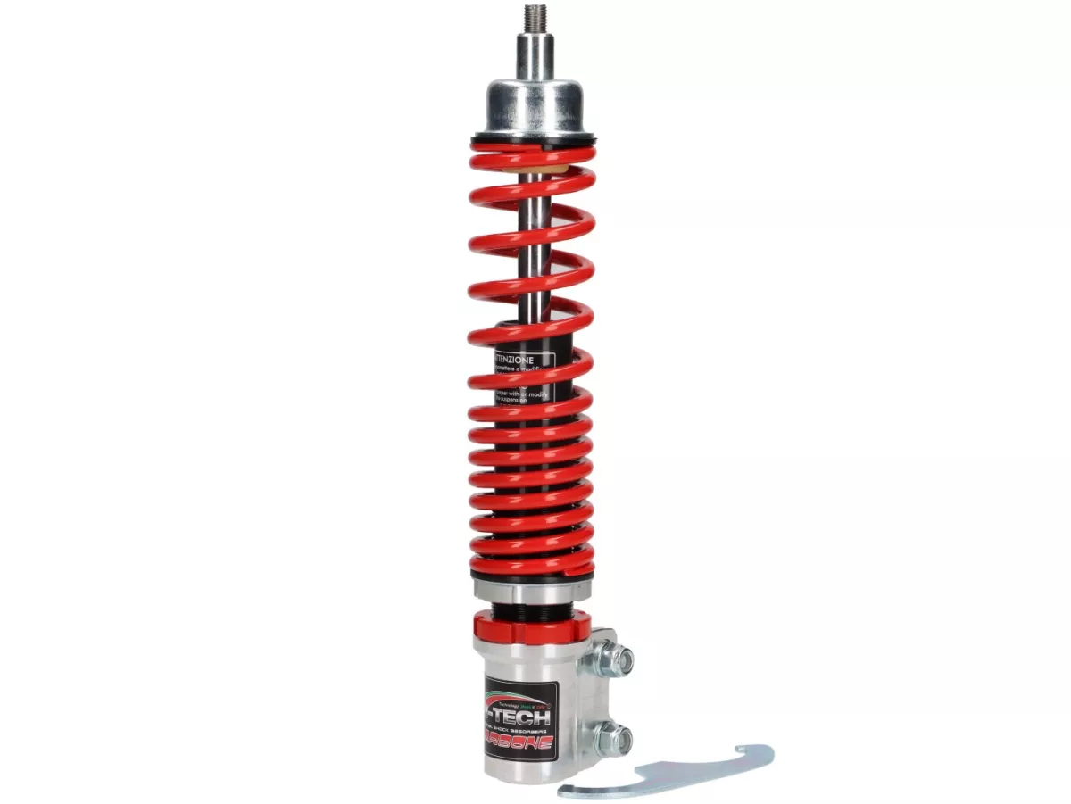 Shock absorber front -CARBONE HI-TECH- Vespa GTL, GTS, GTV 125-300 -2014/2017-2022 - 270-285mm - chrome/red