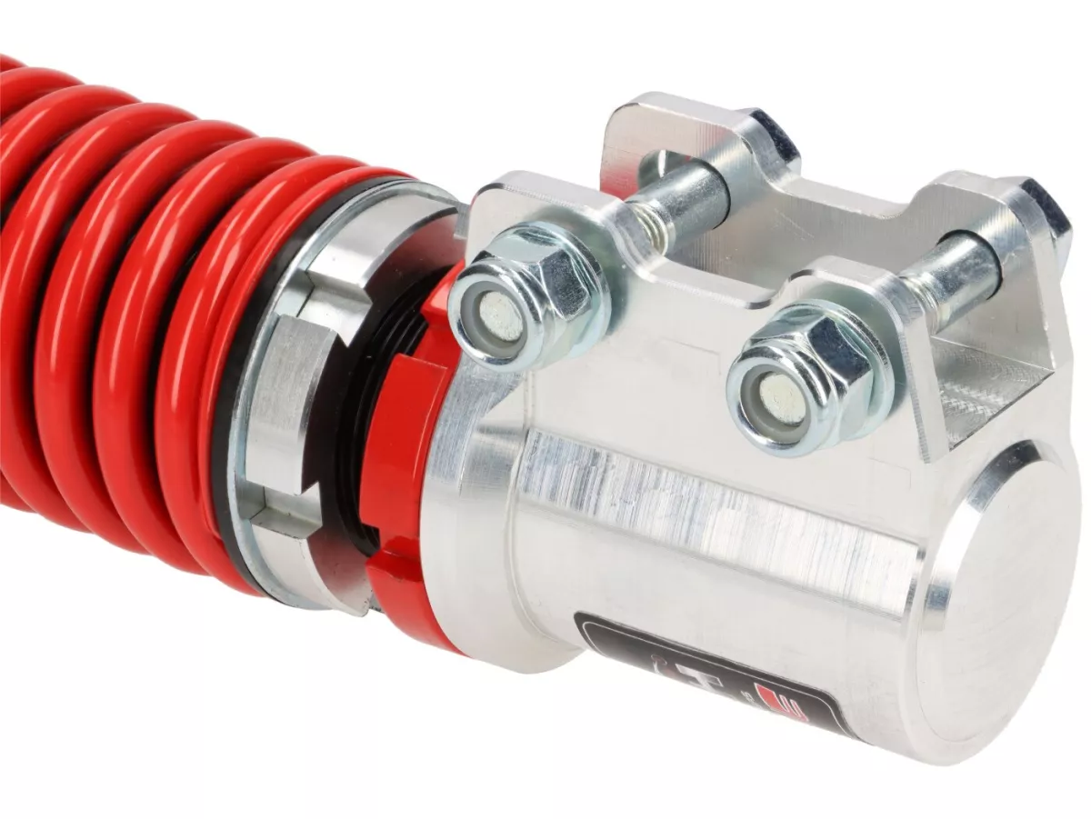 Shock absorber front -CARBONE HI-TECH- Vespa GTL, GTS, GTV 125-300 -2014/2017-2022 - 270-285mm - chrome/red