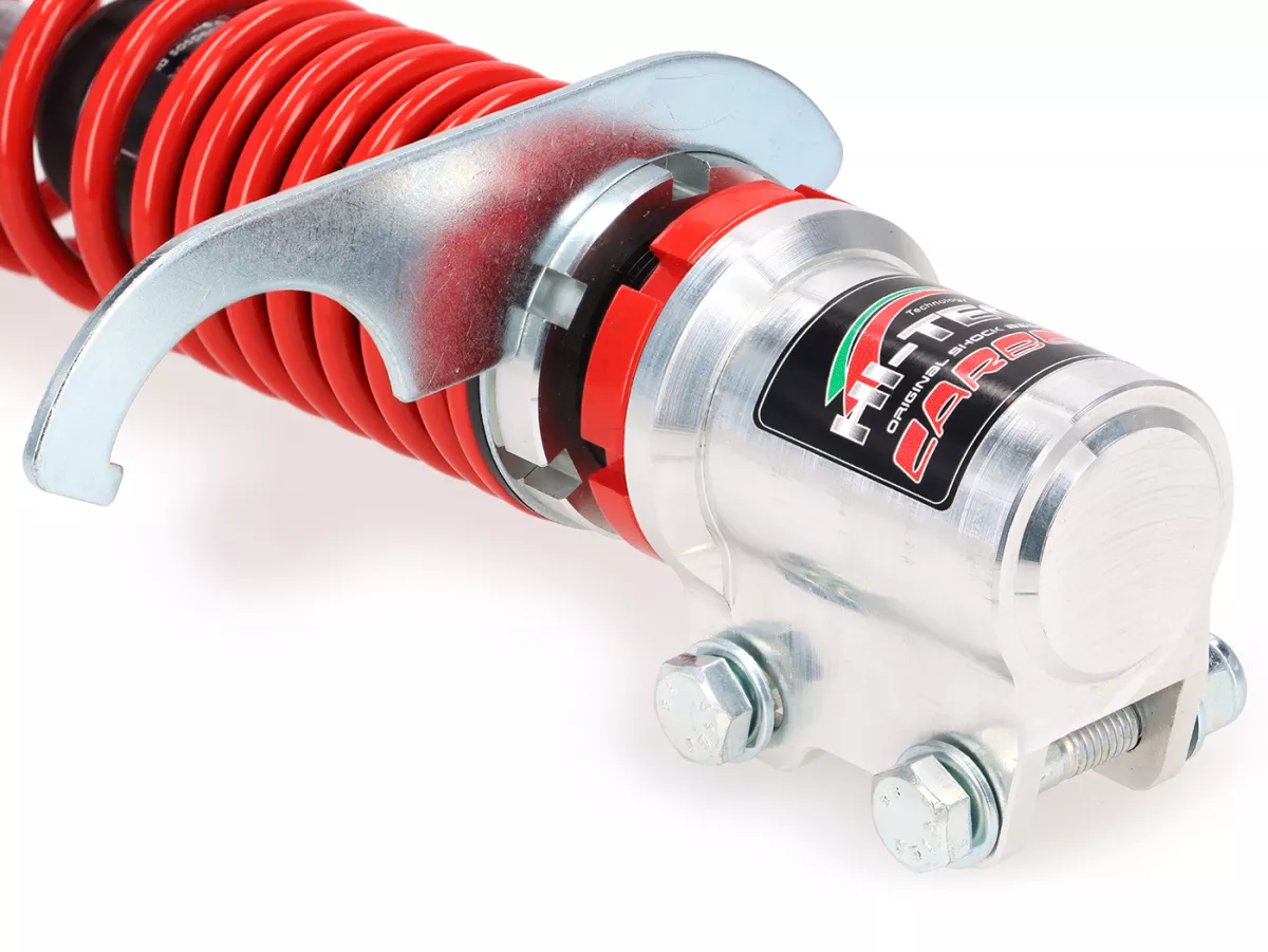 Shock absorber front -CARBONE HI-TECH- Vespa GTL, GTS, GTV 125-300 -2014/2017-2022 - 270-285mm - chrome/red