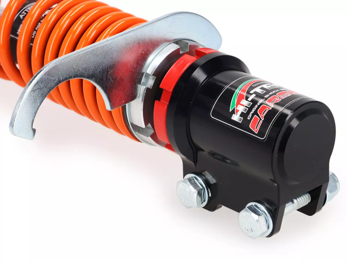 Shock absorber front -CARBONE HI-TECH- Vespa GTL, GTS, GTV 125-300 -2014/2017-2022 - 270-285mm - black/orange