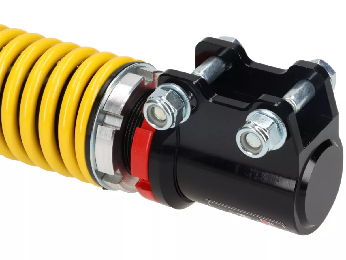 Shock absorber front -CARBONE HI-TECH- Vespa GTL, GTS, GTV 125-300 -2014/2017-2022 - 270-285mm - black/yellow