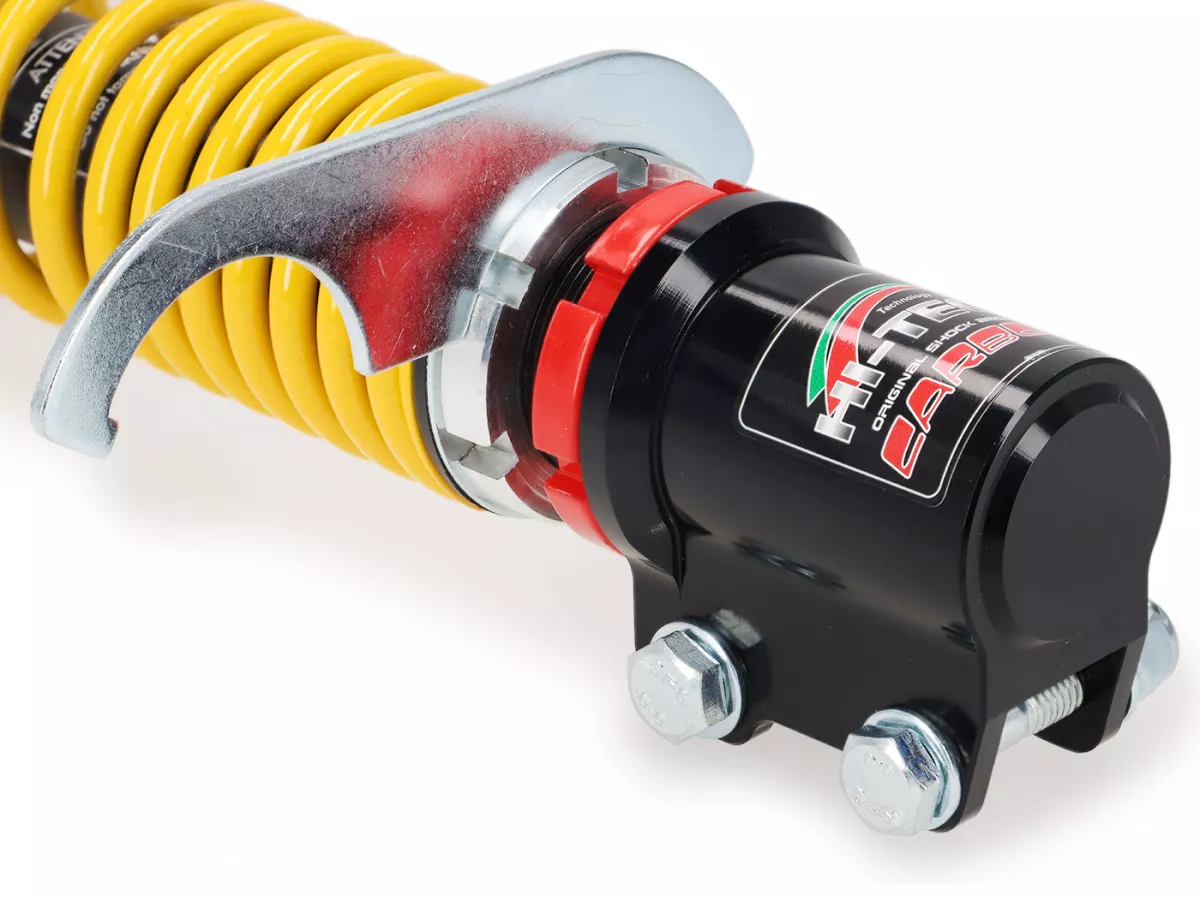 Shock absorber front -CARBONE HI-TECH- Vespa GTL, GTS, GTV 125-300 -2014/2017-2022 - 270-285mm - black/yellow