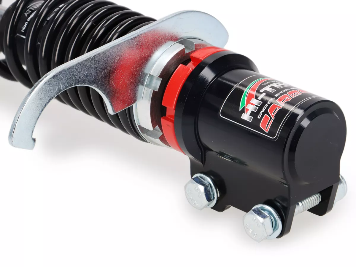 Peredam kejut depan -CARBONE HI-TECH- Vespa GTL, GTS, GTV 125-300 -2014/2017-2022 - 270-285mm - hitam/hitam