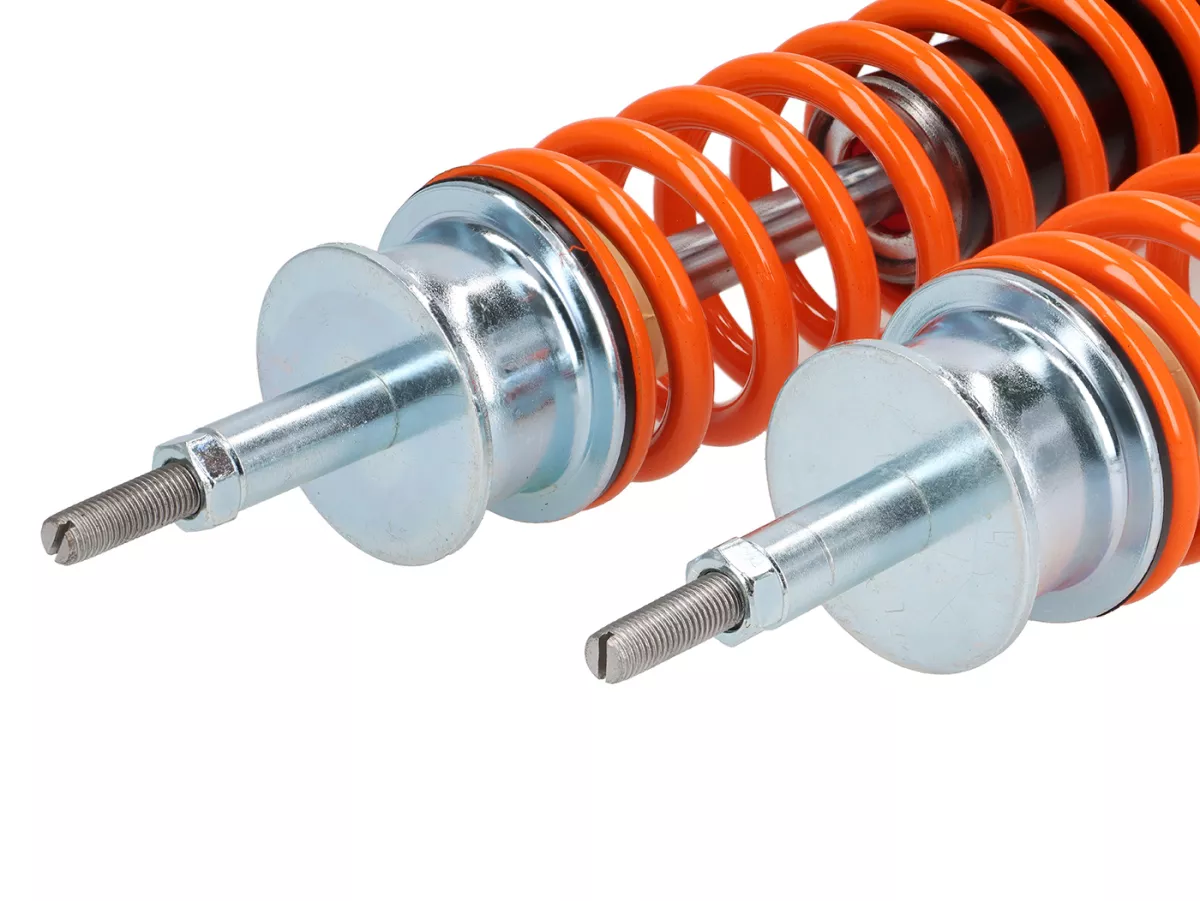 Rear shock absorber (set) -CARBONE HI-TECH- Vespa GT, GTL, GTV, GTS 125, 300, 310 (all model years) - 3-way adjustable - black/orange