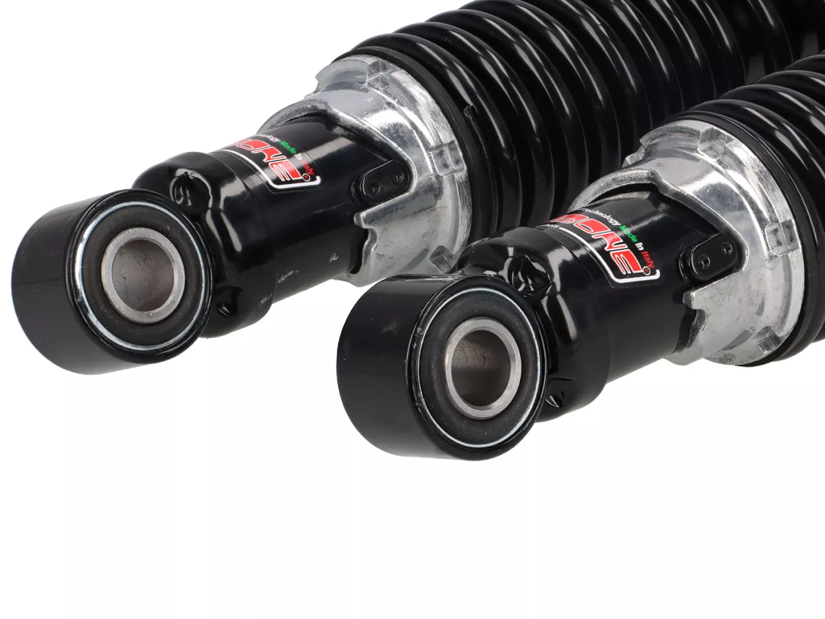 Rear shock absorber (set) -CARBONE HI-TECH- Vespa GT, GTL, GTV, GTS 125, 300, 310 (all model years) - 3-way adjustable - black/black
