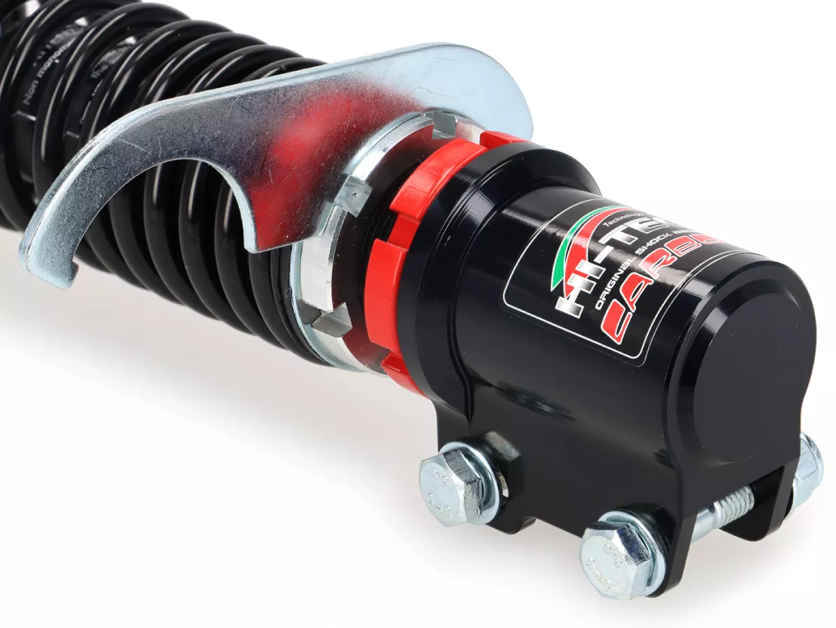 Shock absorber front -CARBONE HI-TECH- Vespa Primavera/Sprint 50-150 2017-2023 - 255-275mm - black/black