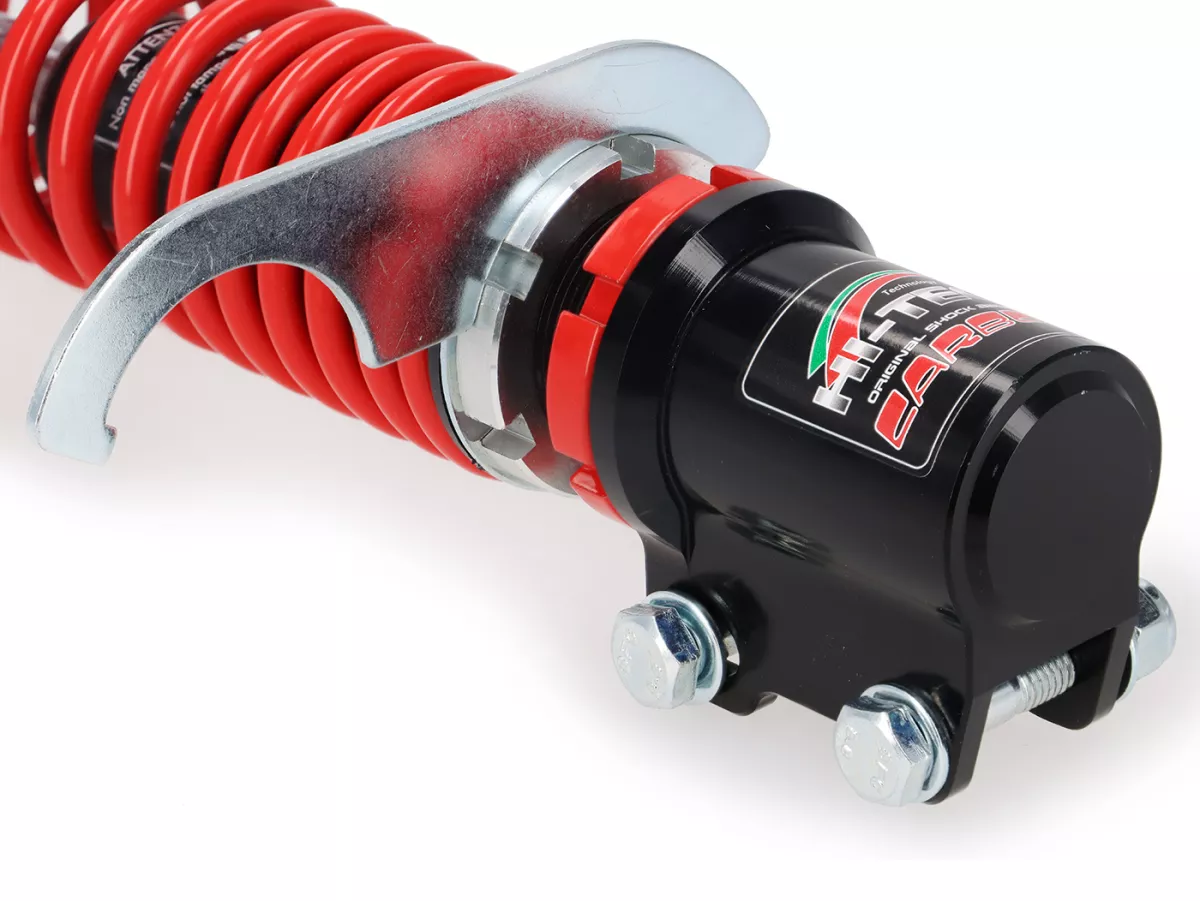 Shock absorber front -CARBONE HI-TECH- Vespa Primavera/Sprint 50-150 2017-2023 - 255-275mm - black/red