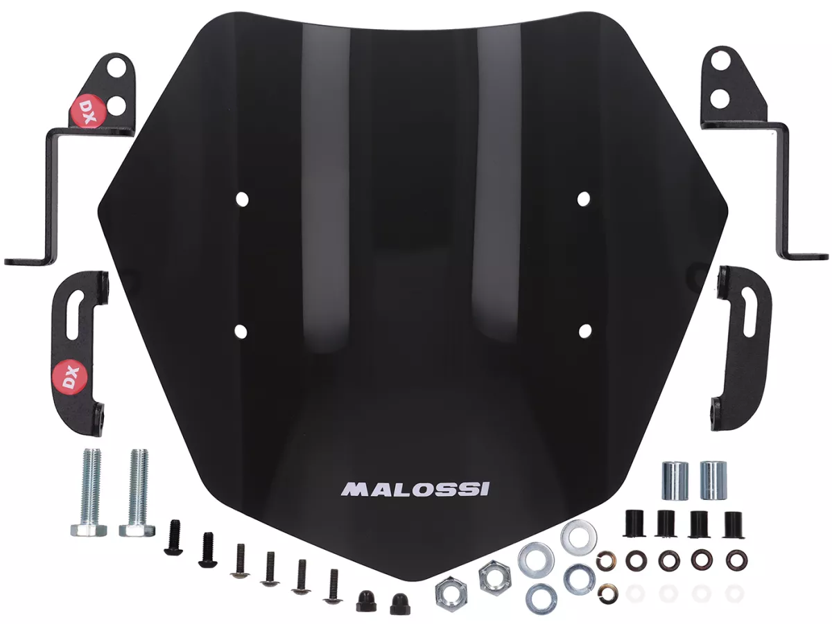 Windshield -MALOSSI- 350x300mm, Sport Screen, smoky gray dark- Italjet Dragster ie 125-300