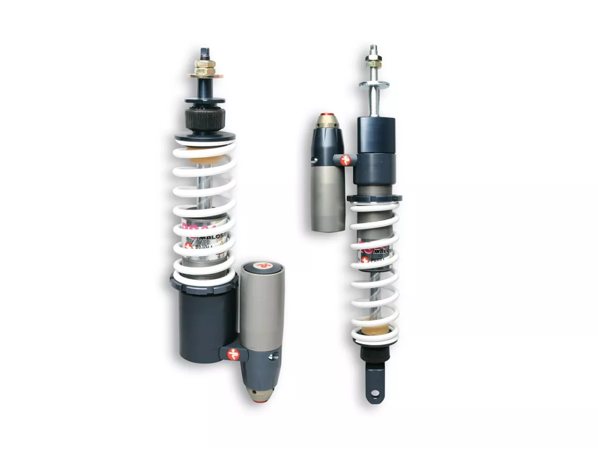 Shock absorber set front & rear-MALOSSI RS24/10-R, 180+290mm- Vespa LX 50, S 50, Piaggio Quartz, ZIP SP, ET2, ET4, Sfera 50, Sfera80, Sfera RST 50, SKR 125, SKR150