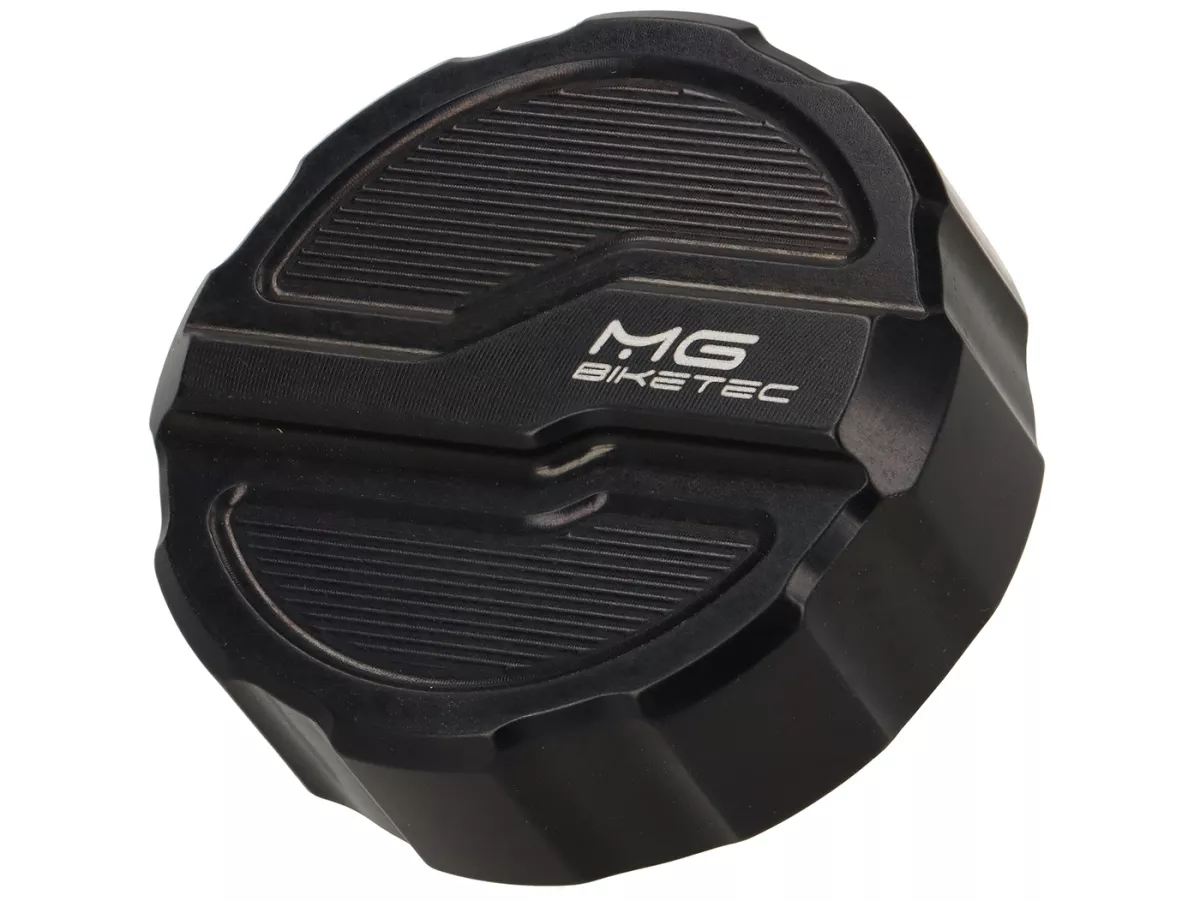 Tapón depósito -MG-Biketec- Aluminio CNC - Vespa GTS 125-300, GTV 300 a partir de 2023 - negro