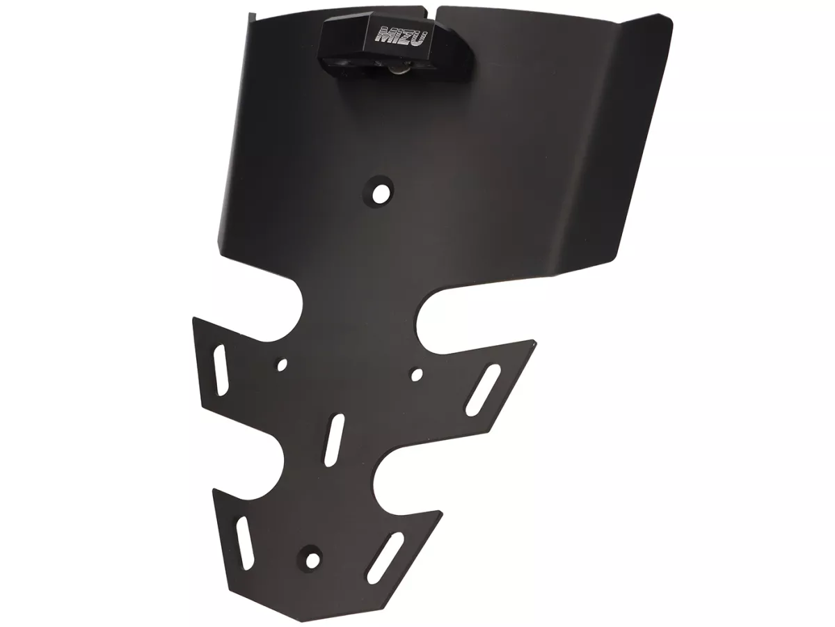 Support de plaque d'immatriculation et éclairage de plaque -MIZU- Vespa GTS 125-300 HPE Keyless à partir de 2023 - peint en noir par pulvérisation