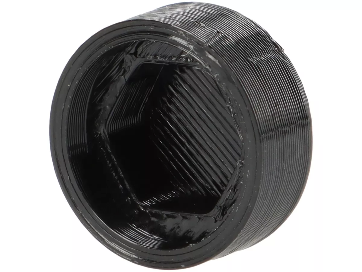 Tutup penutup -MOTO NOSTRA - untuk sekrup kepala segi enam Piaggio, wadah oli, penutup variator - M6, SW8 - plastik - hitam