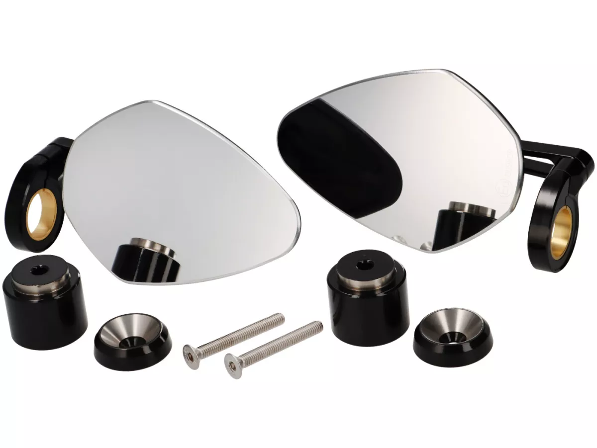 Mirror Bundle -MOTOGADGET- mo.view sport (ECE) - handlebar ends - Vespa GTL 125-200, GT 250, GTS 125-300, GTV 125-300 - 60mm - black