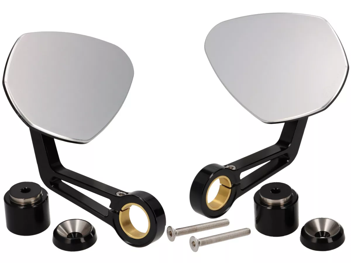 Mirror Bundle -MOTOGADGET- mo.view sport (ECE) - handlebar ends - Vespa GTL 125-200, GT 250, GTS 125-300, GTV 125-300 - 130mm - black