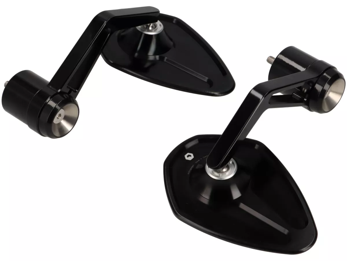 Mirror Bundle -MOTOGADGET- mo.view sport (ECE) - handlebar ends - Vespa GTL 125-200, GT 250, GTS 125-300, GTV 125-300 - 130mm - black