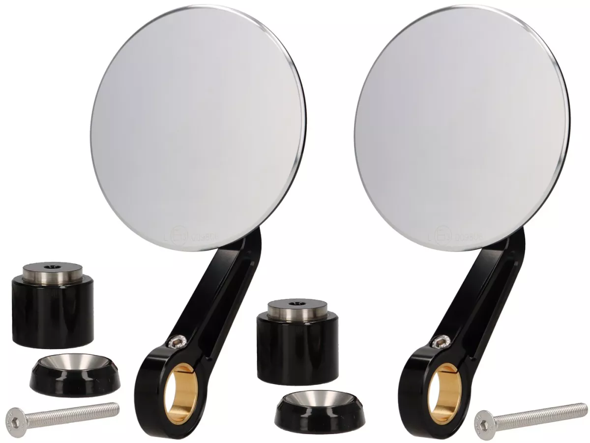 Mirror Bundle -MOTOGADGET- mo.view classic (ECE) - handlebar ends - Vespa GTL 125-200, GT 250, GTS 125-300, GTV 125-300 - 130mm - black