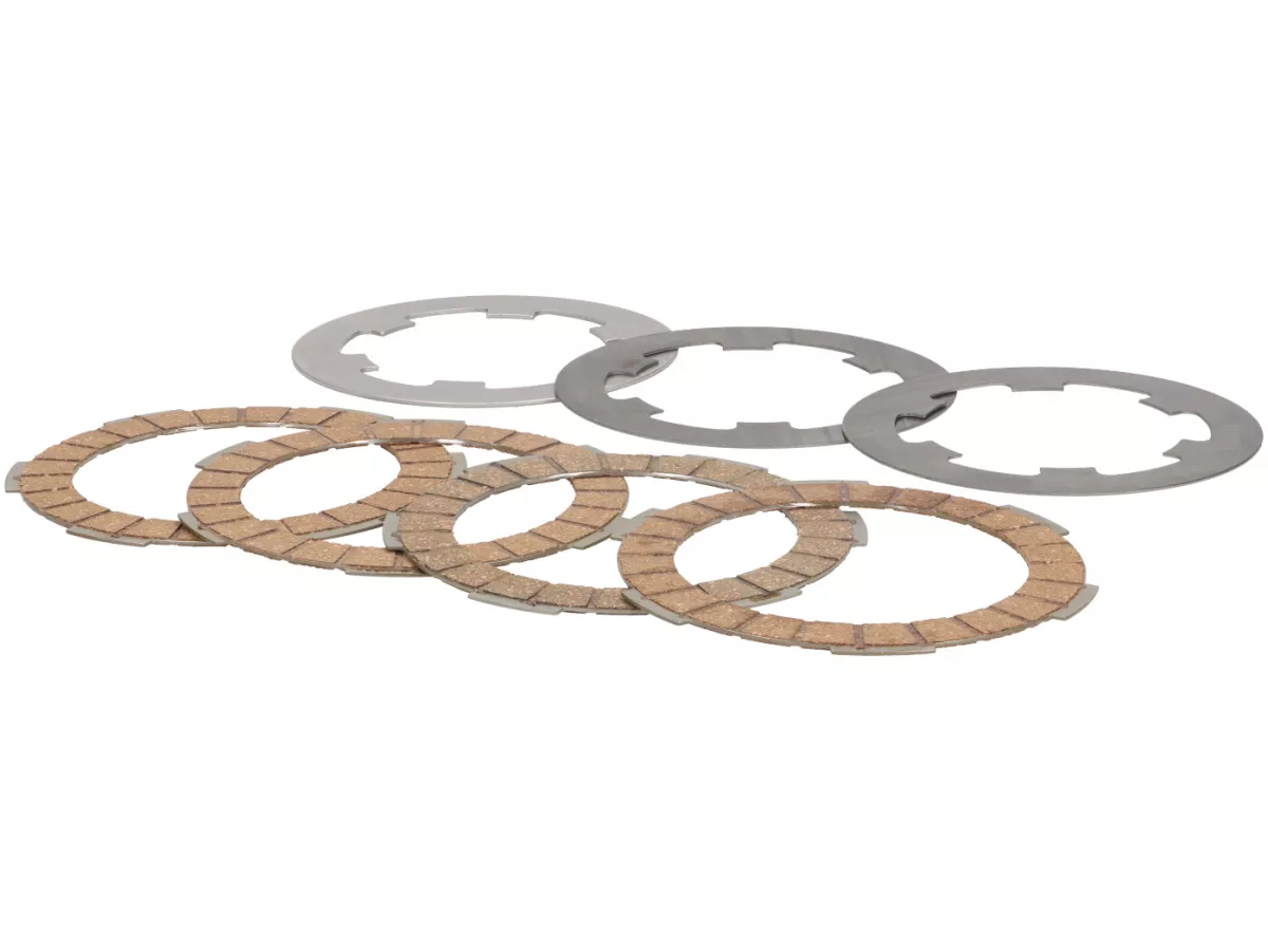 Clutch friction plate set -POLINI Vespa Smallframe Typ PK XL2- 4 friction plates (incl. steel plates and springs)