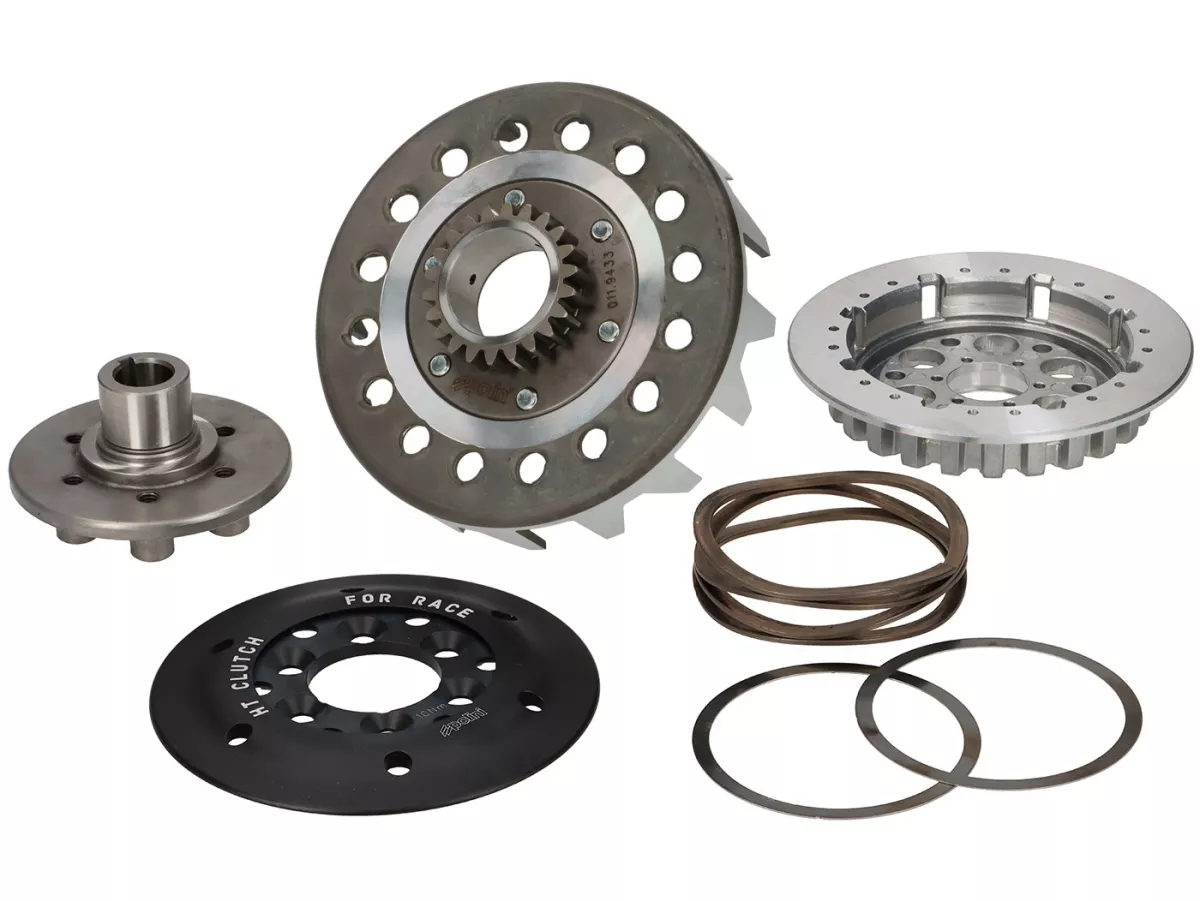 Clutch -POLINI for Race, HT Clutch- for primary wheel Polini 64Z - Vespa PX80, PX125, PX150, PX200, T5, Cosa, Rally, Motovespa PX, DS, DN, LML 2T - 22 teeth (straight toothed)