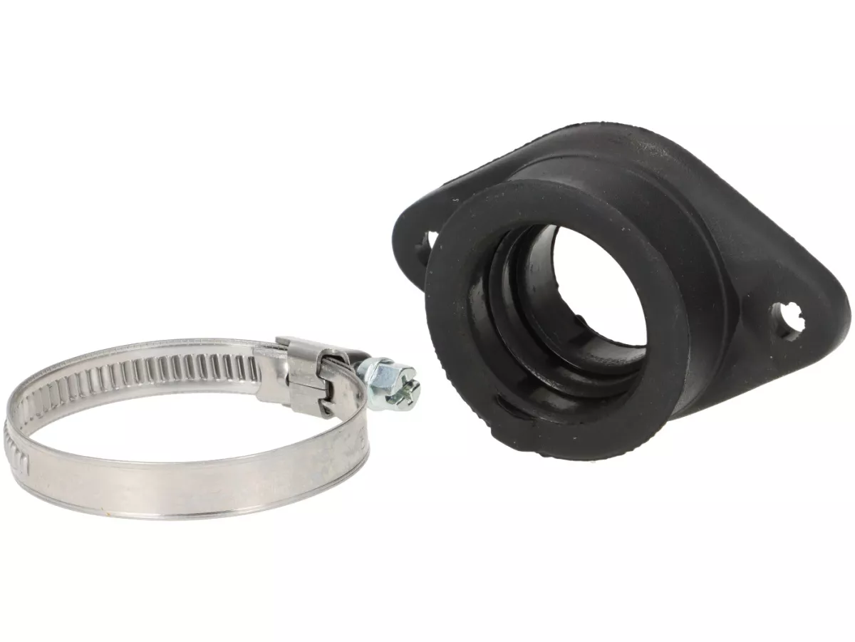 Carb/inlet manifold rubber with flange -Casa Lambretta- CS=30mm, hole pitch=60mm - fits Dell'Orto PHBL 24-25, Mikuni TM24 , TM28