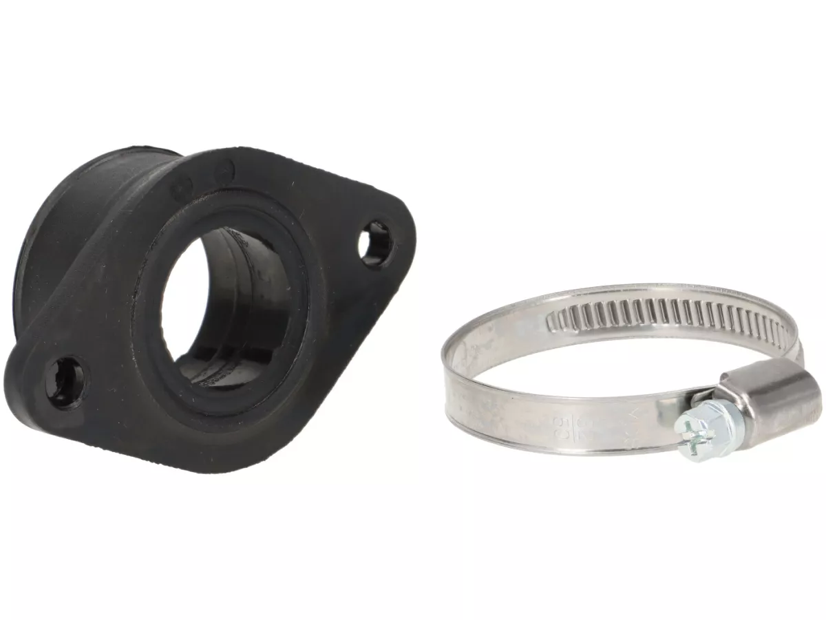 Carb/inlet manifold rubber with flange -Casa Lambretta- CS=30mm, hole pitch=60mm - fits Dell'Orto PHBL 24-25, Mikuni TM24 , TM28