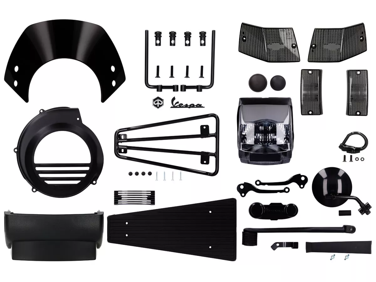 Kit gaya dasar -SCOOTER CENTER Hitam polos - Vespa PX 1984-1998 - PX80, PX125, PX150, PX200 - Set dasar