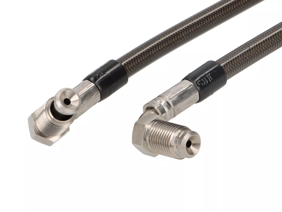 Set of braided steel brake lines -SPIEGLER- front + rear - Vespa GTS 300 (MD3C) from 2021 - carbon-look sheathing/black connections