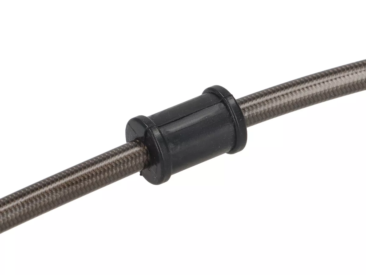 Set of braided steel brake lines -SPIEGLER- front + rear - Vespa GTS 300 (MD3C) from 2021 - carbon-look sheathing/black connections