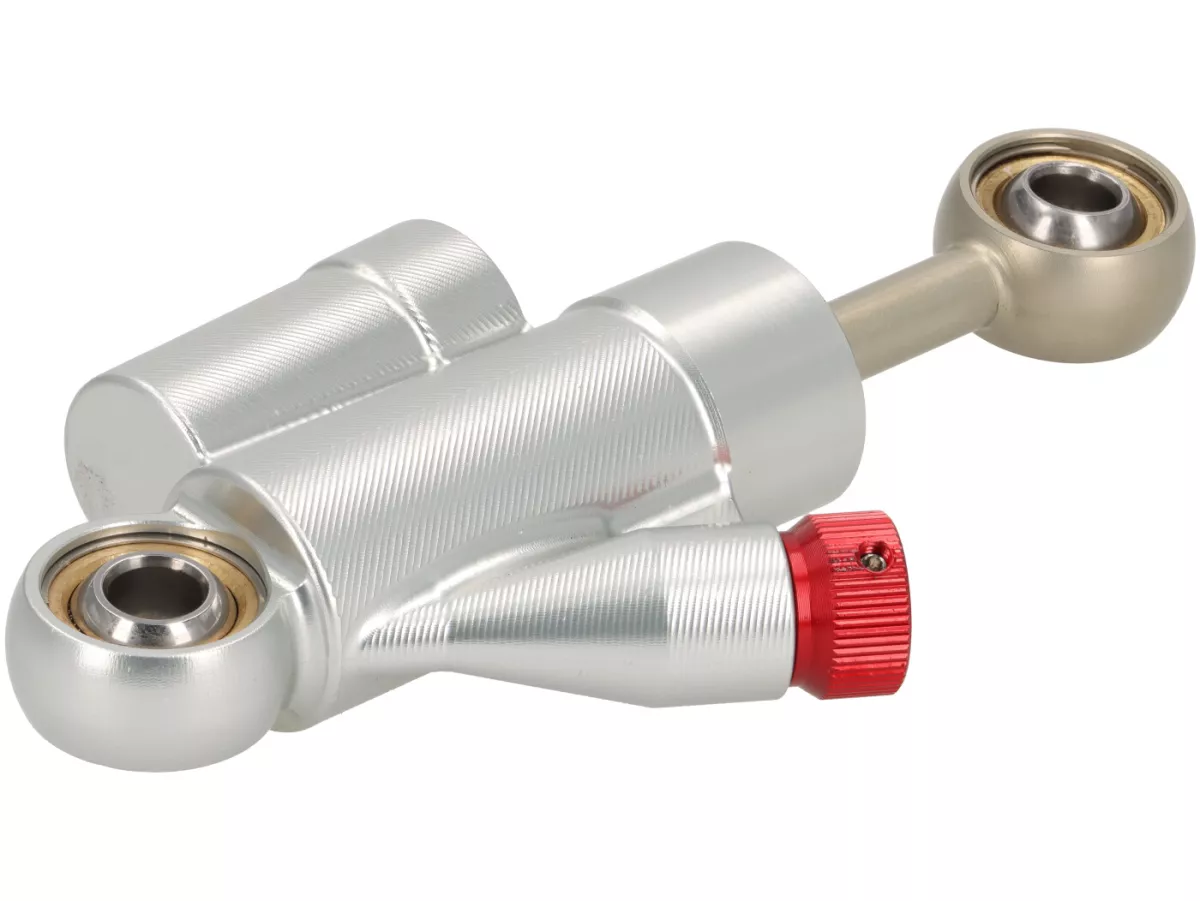 Stuurdemper incl. bevestiging -STD ScooterTec- Aluminium CNC - voor Vespa PX oud, PX Lusso, Disc, 2011 en Motovespa DN, PX, Iris - Kleur: Aluminium