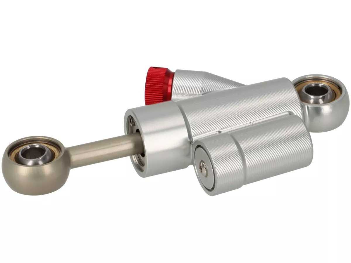 Stuurdemper incl. bevestiging -STD ScooterTec- Aluminium CNC - voor Vespa PX oud, PX Lusso, Disc, 2011 en Motovespa DN, PX, Iris - Kleur: Aluminium