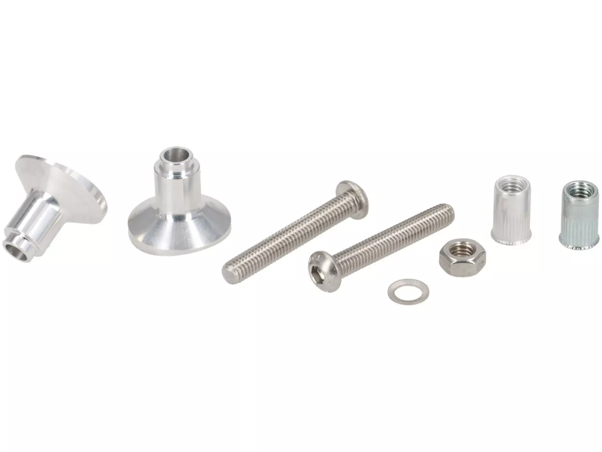 Stuurdemper incl. bevestiging -STD ScooterTec- Aluminium CNC - voor Vespa PX oud, PX Lusso, Disc, 2011 en Motovespa DN, PX, Iris - Kleur: Aluminium
