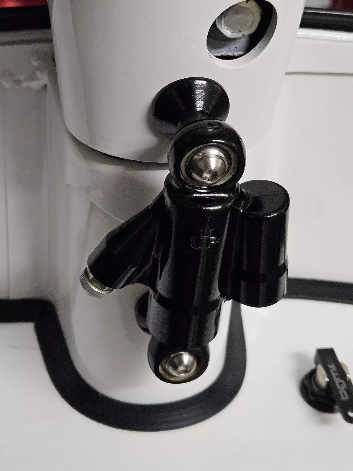 Stuurdemper incl. bevestiging -STD ScooterTec- Aluminium CNC - voor Vespa PX oud, PX Lusso, Disc, 2011 en Motovespa DN, PX, Iris - Kleur: Aluminium