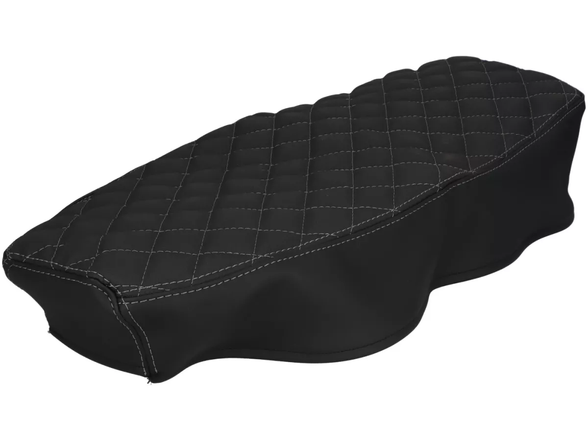 Housse de selle Schmitt losange surpiquée noir/gris pour Simson S50, S51, S70