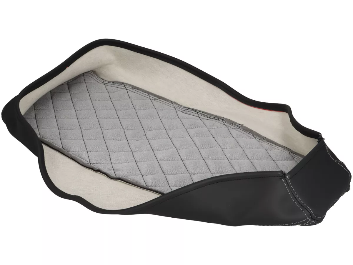 Housse de selle Schmitt losange surpiquée noir/gris pour Simson S50, S51, S70
