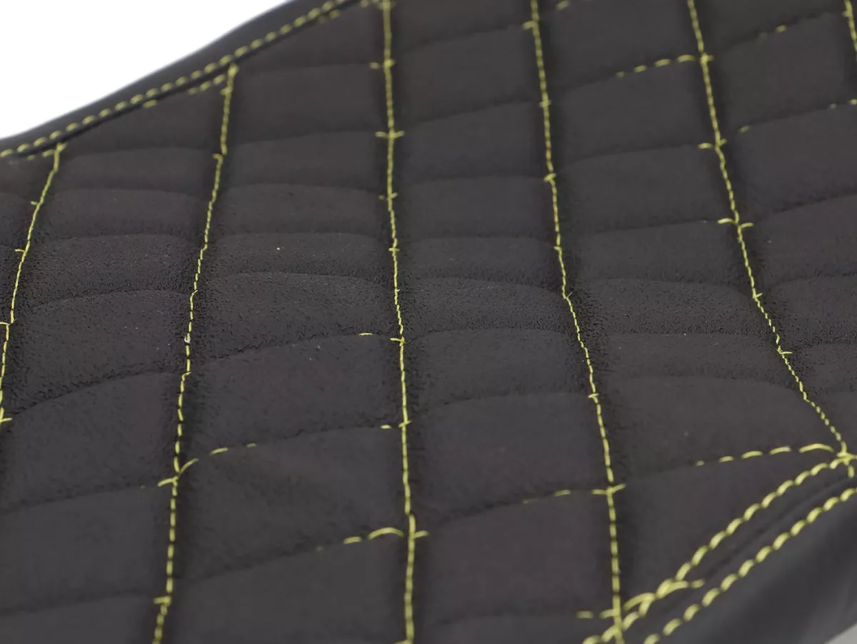 Funda de asiento -SCHMITT- acolchado diamante, negro / amarillo para Simson S50, S51, S70