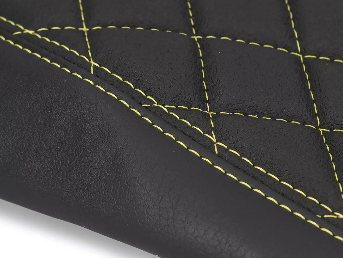 Funda de asiento -SCHMITT- acolchado diamante, negro / amarillo para Simson S50, S51, S70