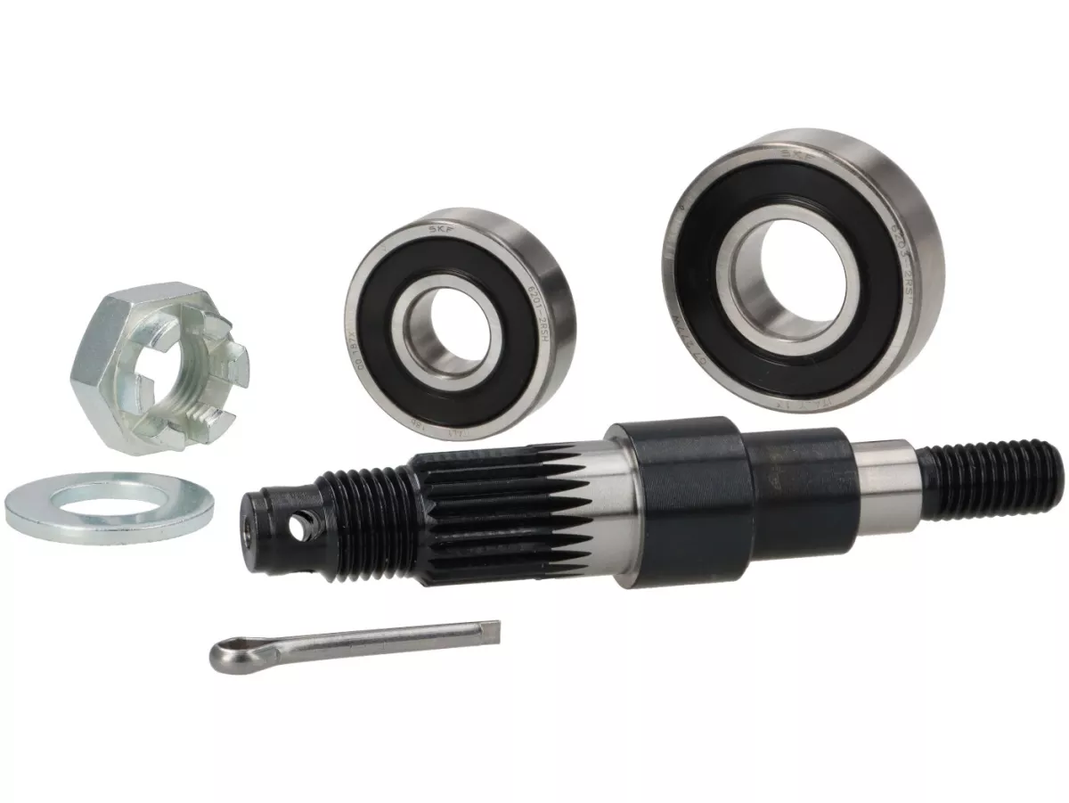 Voorwielas incl. lager -CIF- V50 R (V5A1T vanaf nr. 752189), V50 Speciaal, V50 Speciaal Elestart, SS50, SS90, PV125, ET3
